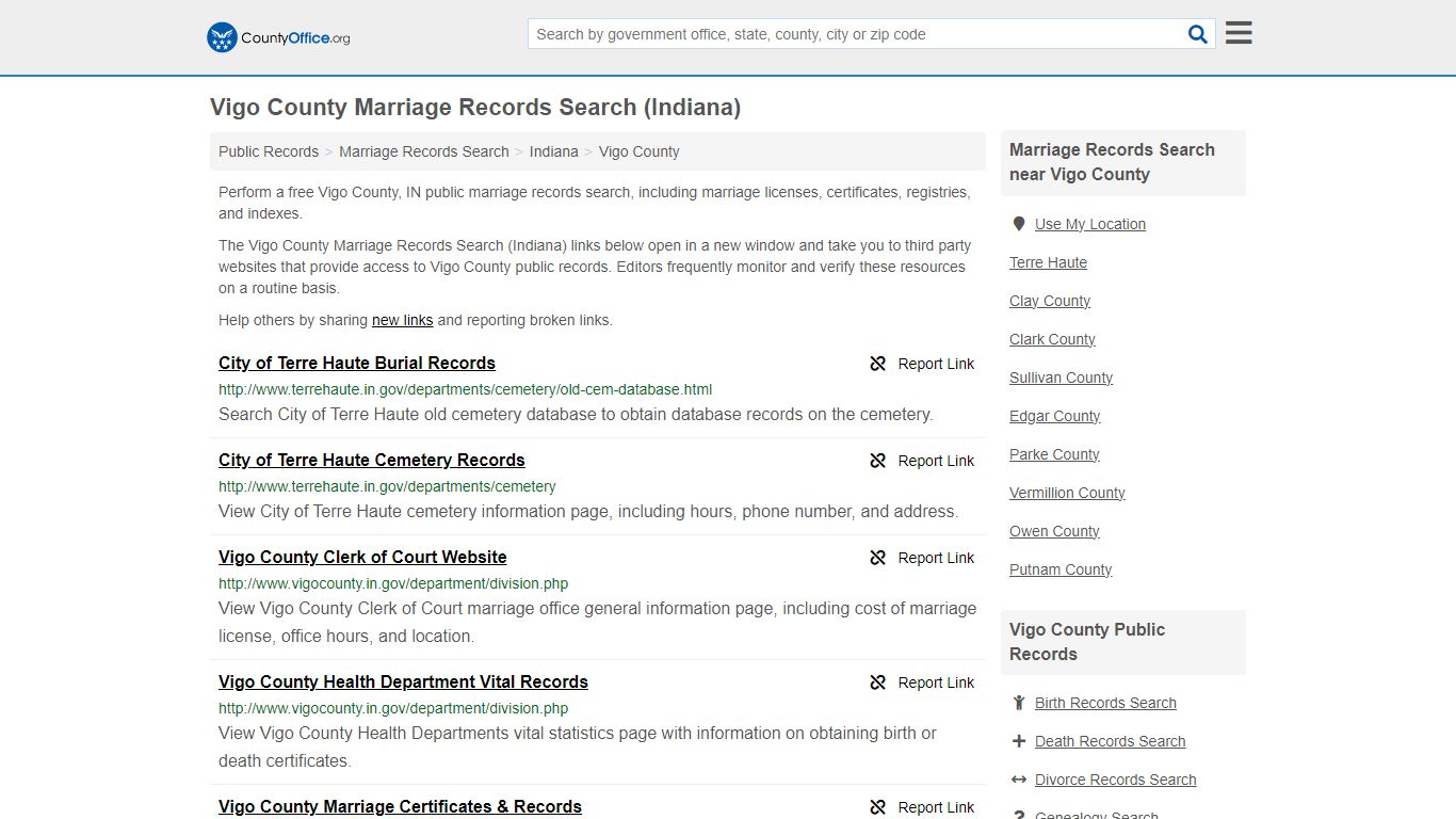 Marriage Records Search - Vigo County, IN (Marriage Licenses ...