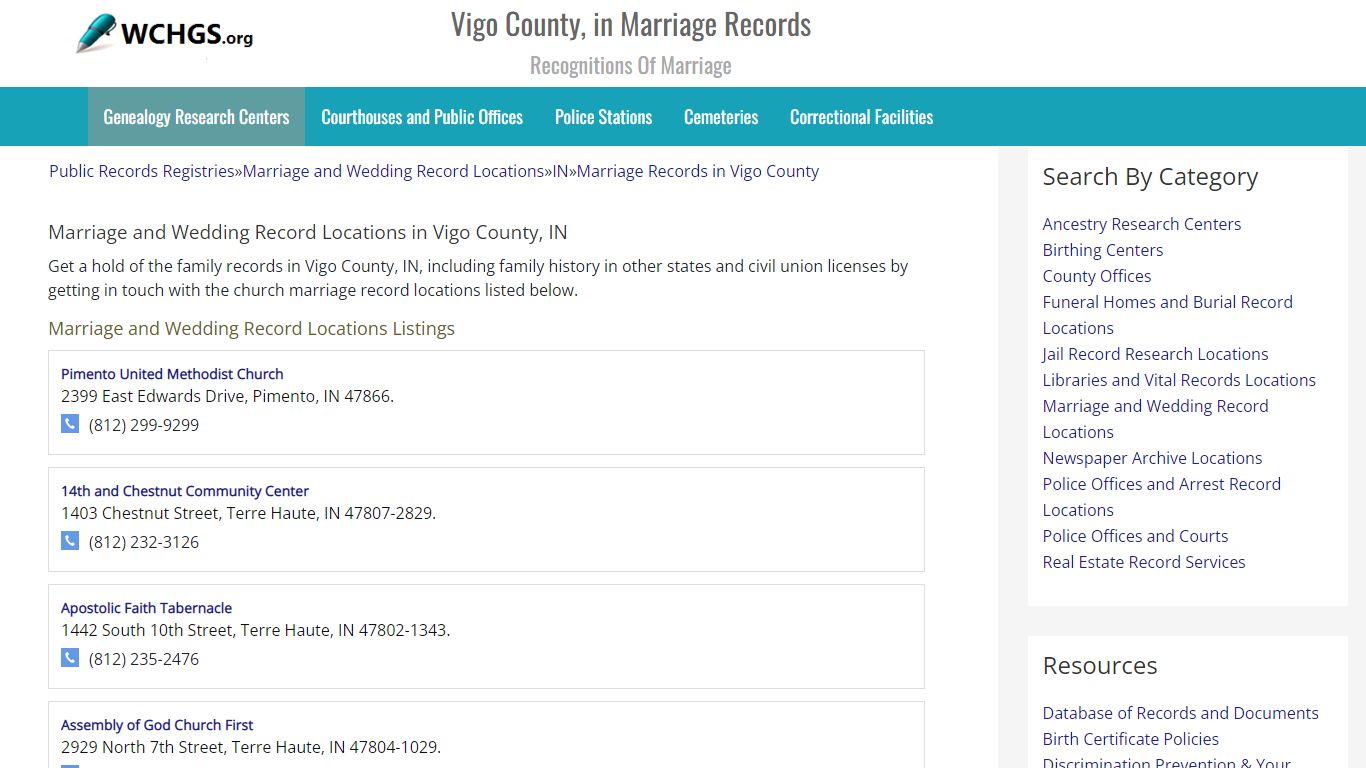 Vigo County, in Marriage Records - Recognitions Of Marriage